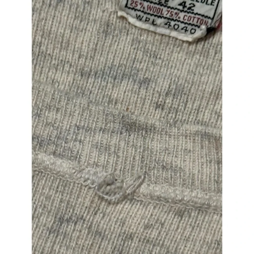 VINTAGE 40's PENNEYS SPRING NEEDLE THERMAL SHIRT SIZE 42 WOOL COTTON LONG SLEEVE